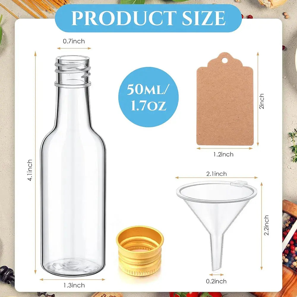 10/30/50/100pcs Mini Liquor Bottles Set 1.7oz Plastic Spirit Bottles Black/Silver/ Gold Caps Alcohol Shot Bottles Juice Bottle colegio culinario de morelia