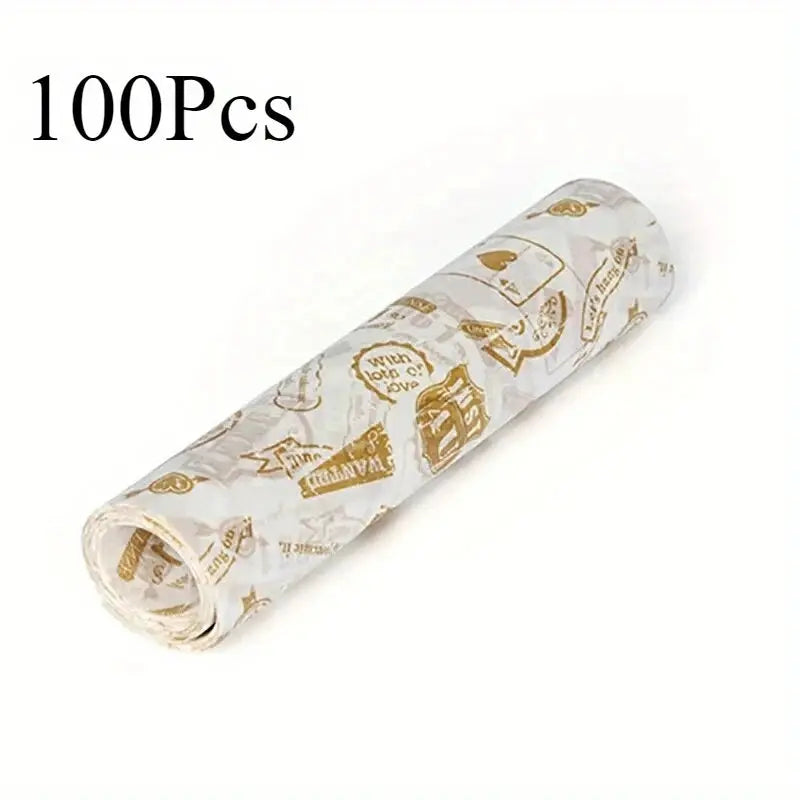 100Pcs Colorful Patterned Greaseproof Paper Food Wrapping Paper Wax Paper for Baking Sandwiches Hamburgers Snack Basket Liners colegio culinario de morelia