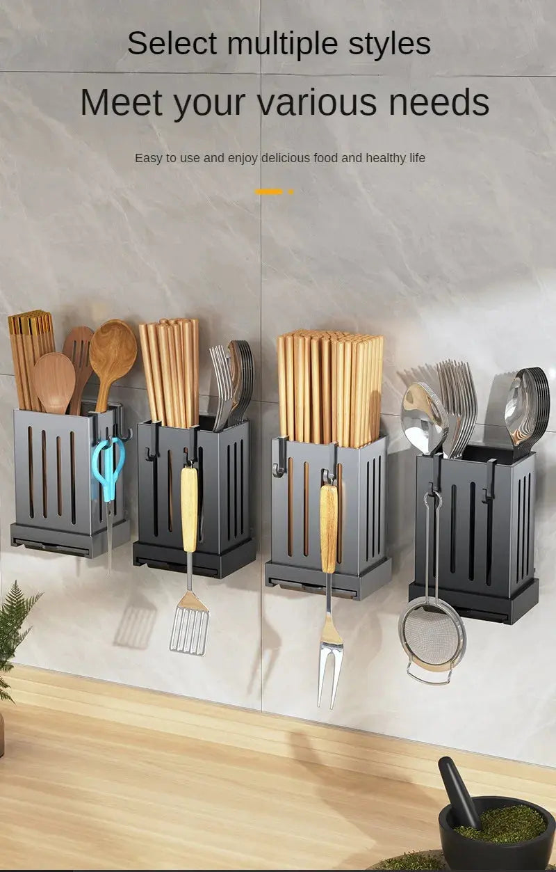 1pcs Kitchen Utensil Rack-Multifunctional Draining Chopstick Holder,Wall-Mounted or Freestanding Cutlery Storage Box, Plastic colegio culinario de morelia