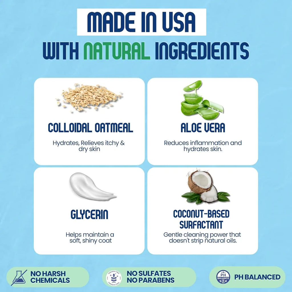 Organic Puppy Oatmeal Shampoo for Itchy Skin - Hypoallergenic, Tearless, Deodorizing, 16oz, Made in USA Chef's Market