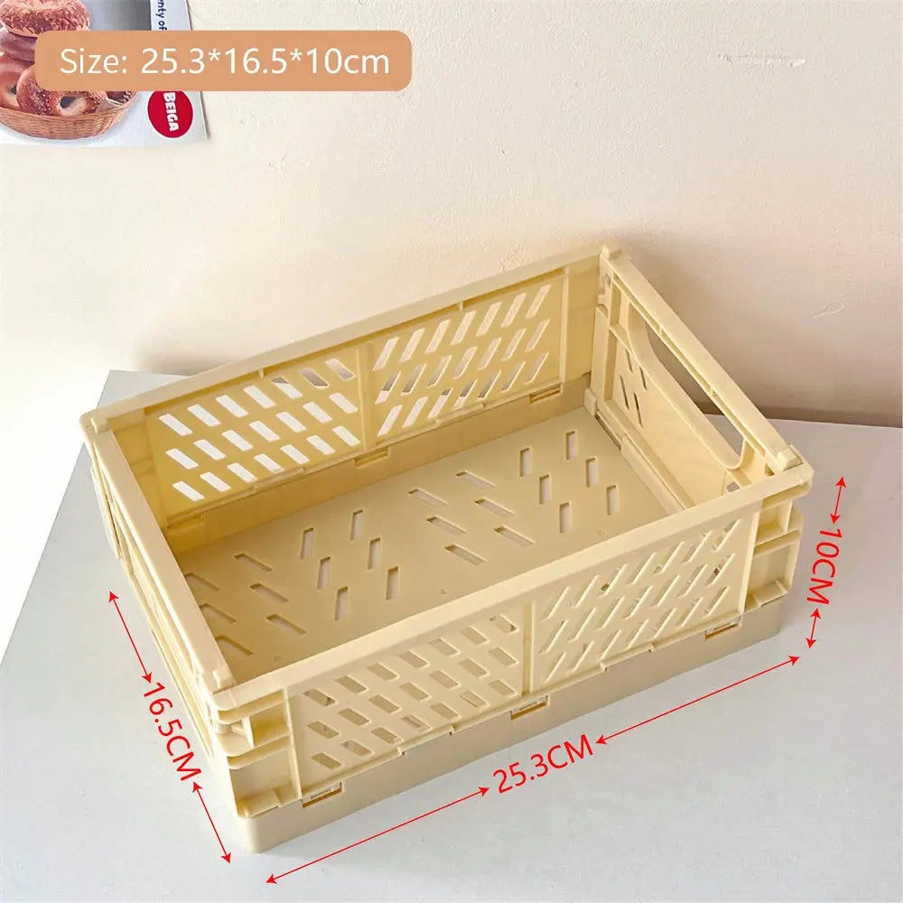 Collapsible Crate Plastic Folding Storage Box Basket Utility Cosmetic Container Desktop Holder Home Use School Desk Storage Box colegio culinario de morelia