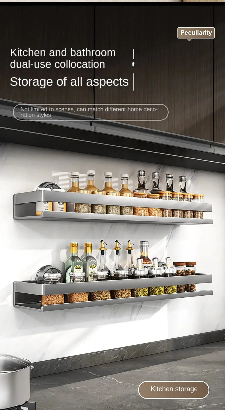 Kitchen suction cup storage rack, wall-mounted seasoning bottle box, multifunctional storage rack for spices, no drilling requir colegio culinario de morelia