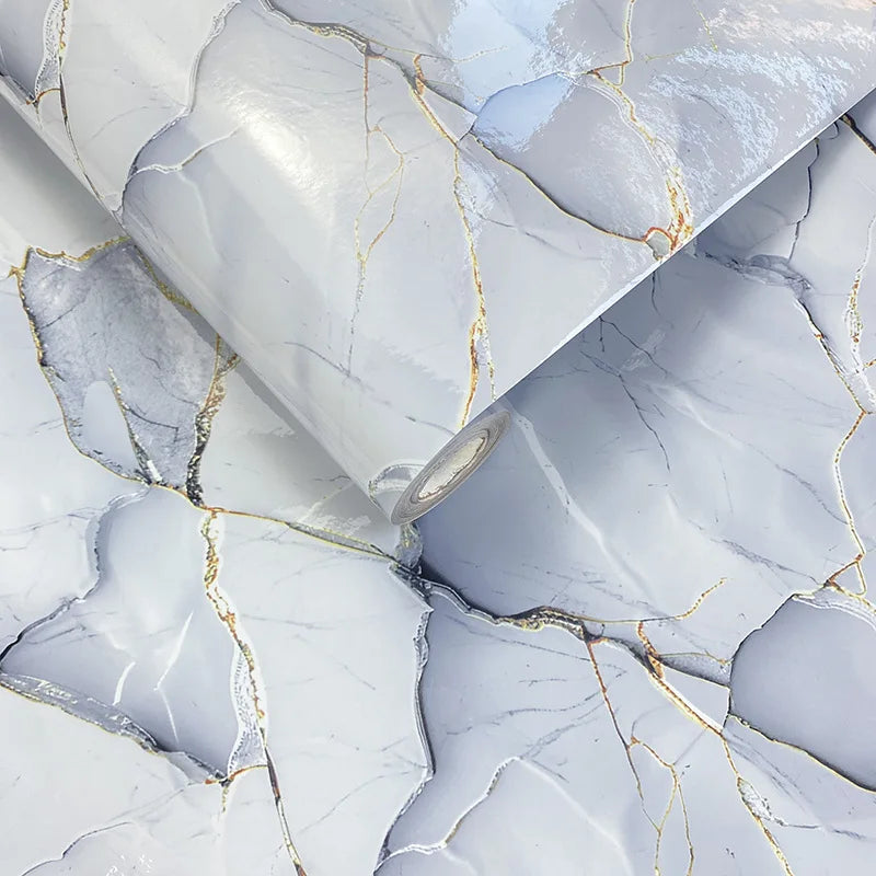 Gilded Imitation Marble Self-adhesive Wallpaper Living Room Background Kitchen Bathroom Waterproof Wall Sticker PVC Wallpaper Chef's Market