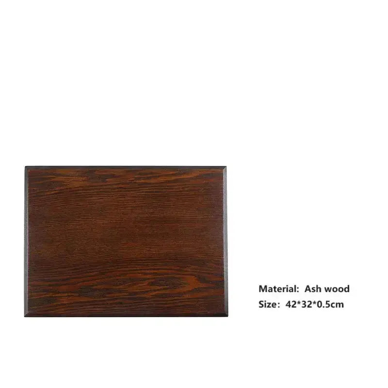 HeMu Natural Walnut Wooden Rectangular Tray Round Beech Handle Tray Kitchen Bread Fruit Shelving Restaurant Hotel Serving Tray colegio culinario de morelia