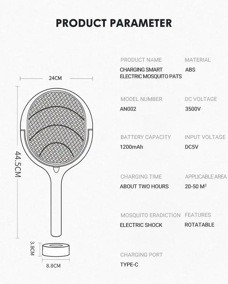 5 In 1 Fast Charging Racket Kill Fly Bug Safety Insulated Battery Powered Lamp ABS Adjustable Electric Mosquito Swatter colegio culinario de morelia