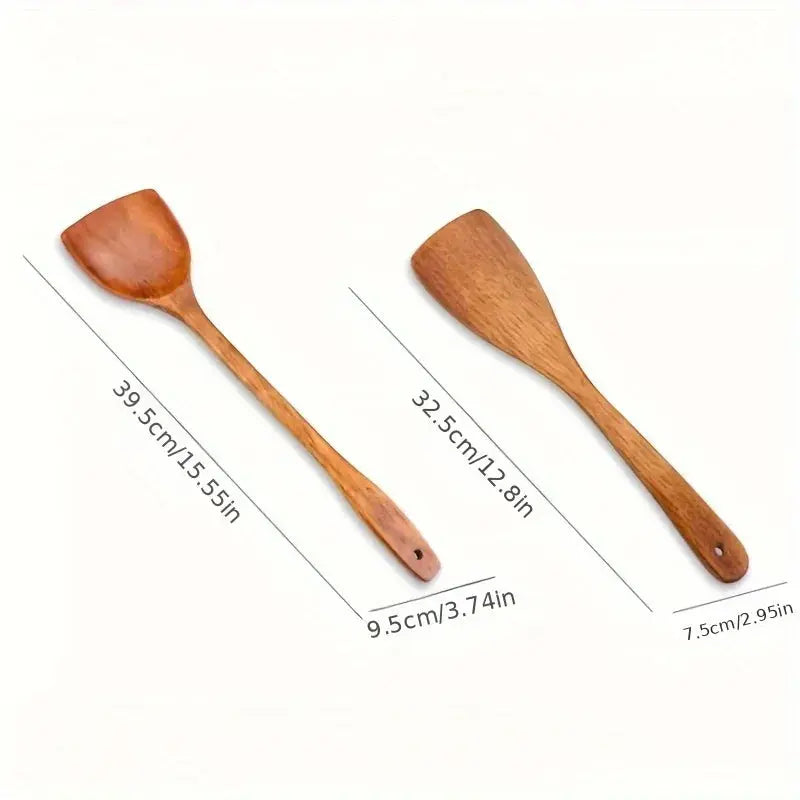 5-Piece Wooden Cooking Utensils Set – Non-Stick Kitchen Tools with Spoons & Spatulas, Heat-Resistant Cookware for Daily Use colegio culinario de morelia