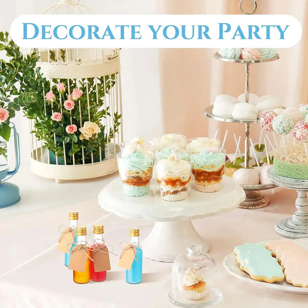 10/30/50/100pcs Mini Liquor Bottles Set 1.7oz Plastic Spirit Bottles Black/Silver/ Gold Caps Alcohol Shot Bottles Juice Bottle colegio culinario de morelia