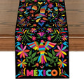 Mexican Fiesta Birds Floral Linen Table Runner Party Decor Reusable Day of The Dead Table Runner Kitchen Dining Table Decor colegio culinario de morelia