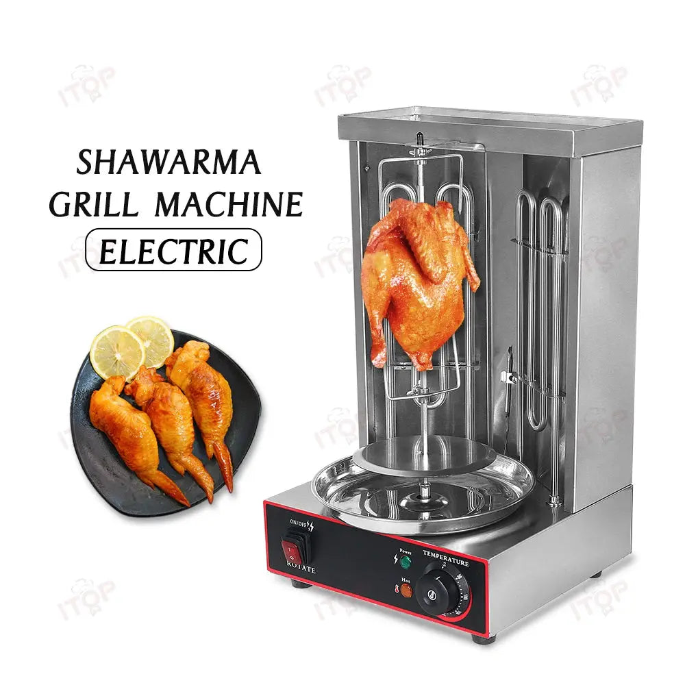 ITOP Electric Doner Kebab Grill Shawarma Machine Automatic Rotating BBQ Grill For Commercial Household Heating Pipe colegio culinario de morelia