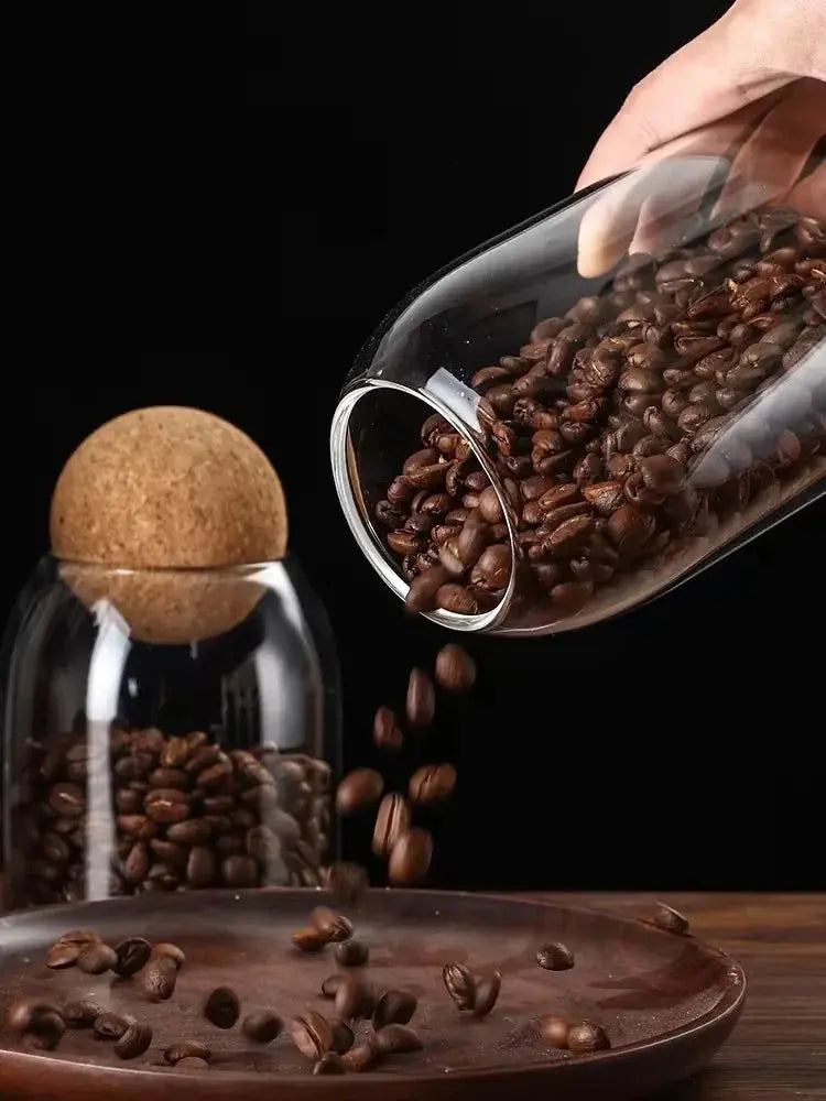 Glass Sealed Jar Kitchen Miscellaneous Grain Storage Jar Coffee Bean Transparent Glass Product Storage Jar colegio culinario de morelia