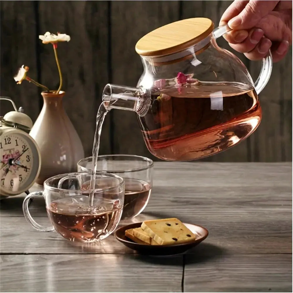 1L/1.8L Large Capacity Glass Teapot High Temperature Resistant Kettle for Steamed Juice Fruit & Iced Tea Home Kitchen Access colegio culinario de morelia