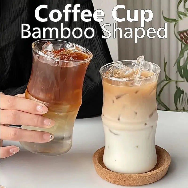 Coffee Glass Bamboo Shaped Large Capacity Water Mug Clear Drinking Glasses,Milk Tea Drinking Cup, Fruit Juice Beer Beverage Cup colegio culinario de morelia