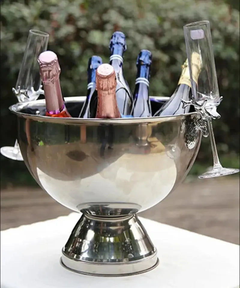 3L Bottle Cooler 304 Stainless Steel Deer Head Ear Can Cooler Champagne Bowl Bucket Keg Double Wall Beer Ice Bucket Bar Supplies colegio culinario de morelia