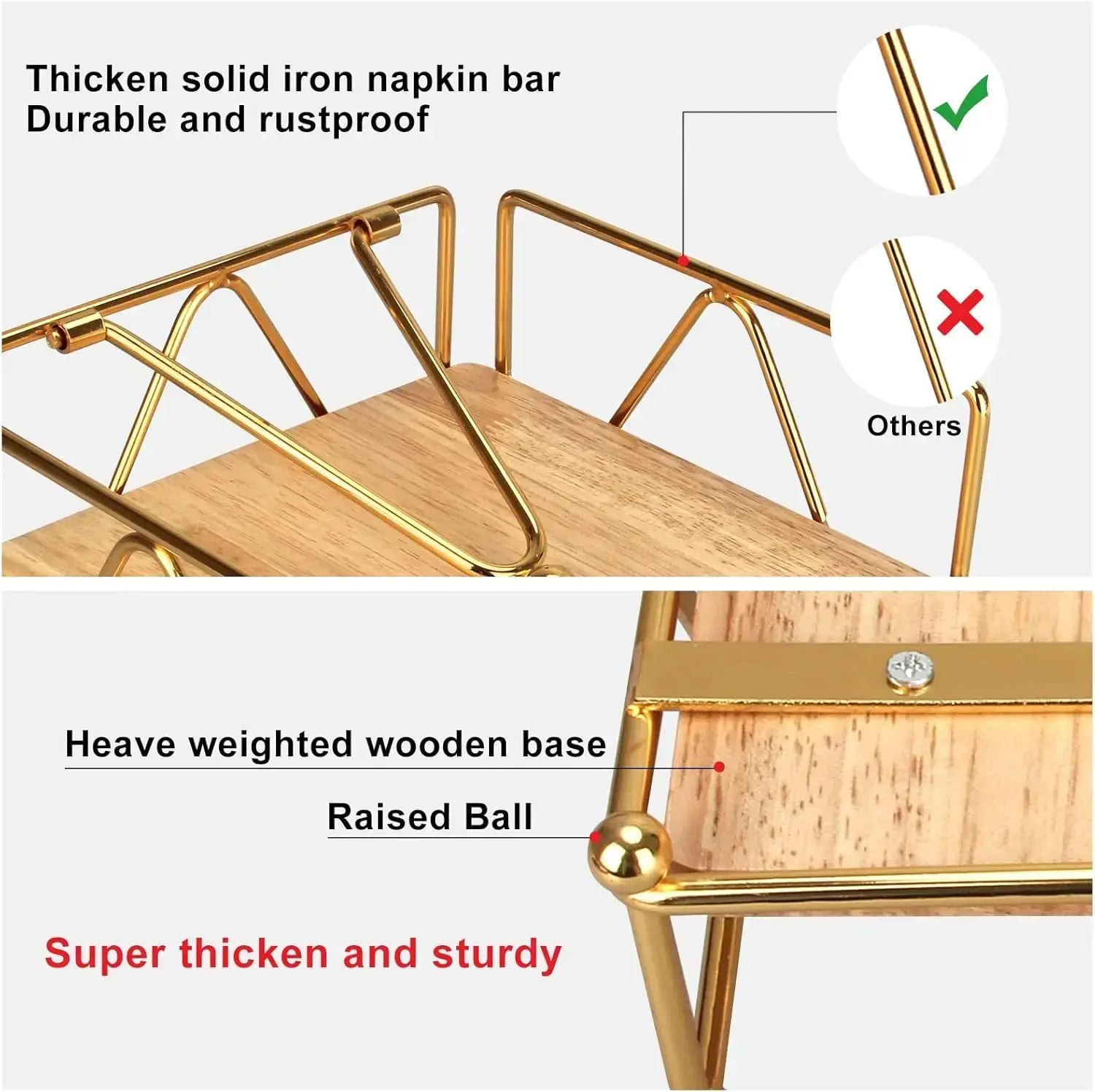 Gold Modern Napkin Holder for Table with Weighted Arm, Square Metal Flat Napkin Holder Farmhouse Napkin Box Rustic Napkin Tray colegio culinario de morelia