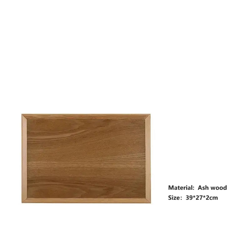 HeMu Natural Walnut Wooden Rectangular Tray Round Beech Handle Tray Kitchen Bread Fruit Shelving Restaurant Hotel Serving Tray colegio culinario de morelia