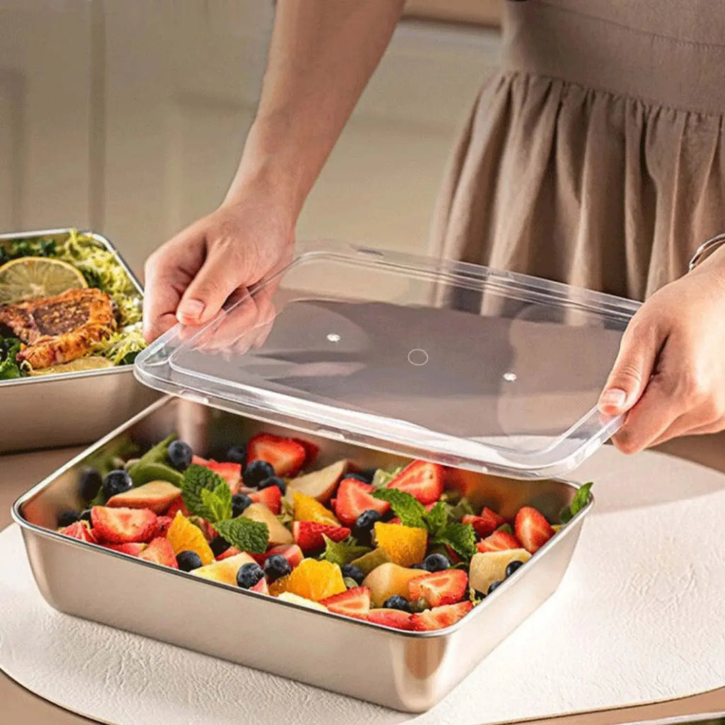 6pcs Stainless Steel Food Storage Container Large Capacity Suitable for Vegetables Fruits Fresh Meat and Various Foods colegio culinario de morelia