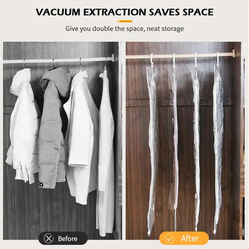 Hanging Vacuum Storage Bags Space Saver Bags Vacuum Seal Storage Bag for Suits Dress Coats Jackets Closet Organizer and Storage colegio culinario de morelia