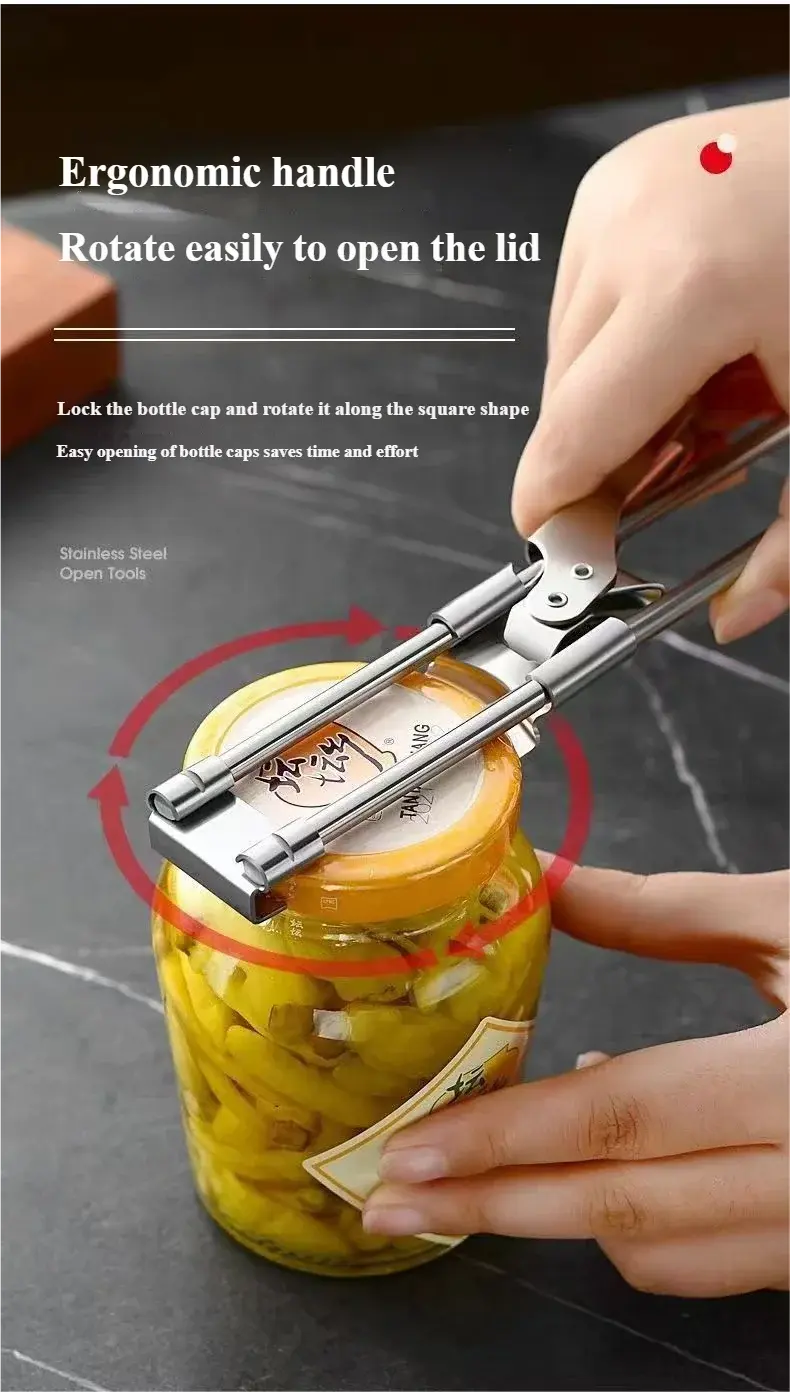Can Opener Adjustable Stainless Steel Non-Slip Multifunction Manual Jar Bottle Bottle Lid Opener Gadget Home Gadgets Accessories colegio culinario de morelia
