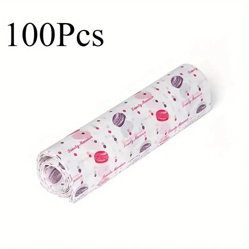 100Pcs Colorful Patterned Greaseproof Paper Food Wrapping Paper Wax Paper for Baking Sandwiches Hamburgers Snack Basket Liners colegio culinario de morelia