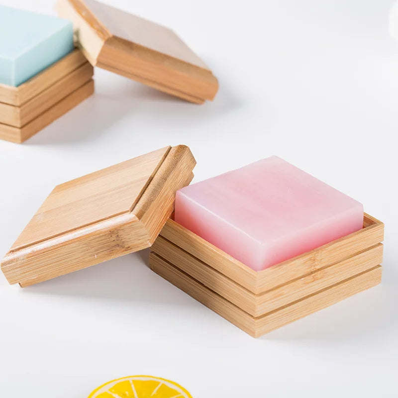 Simple bamboo manual soap box Japanese bamboo soap dish bamboo wooden soap rack Chef's Market