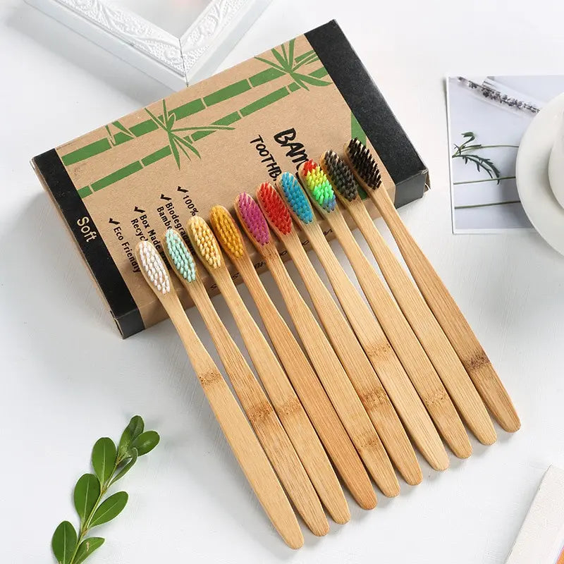 Cross Border Single Bamboo Toothbrush Set Natural Bamboo Toothbrush Tablet Set Ten Pack Bamboo Products Toothbrush Chef's Market