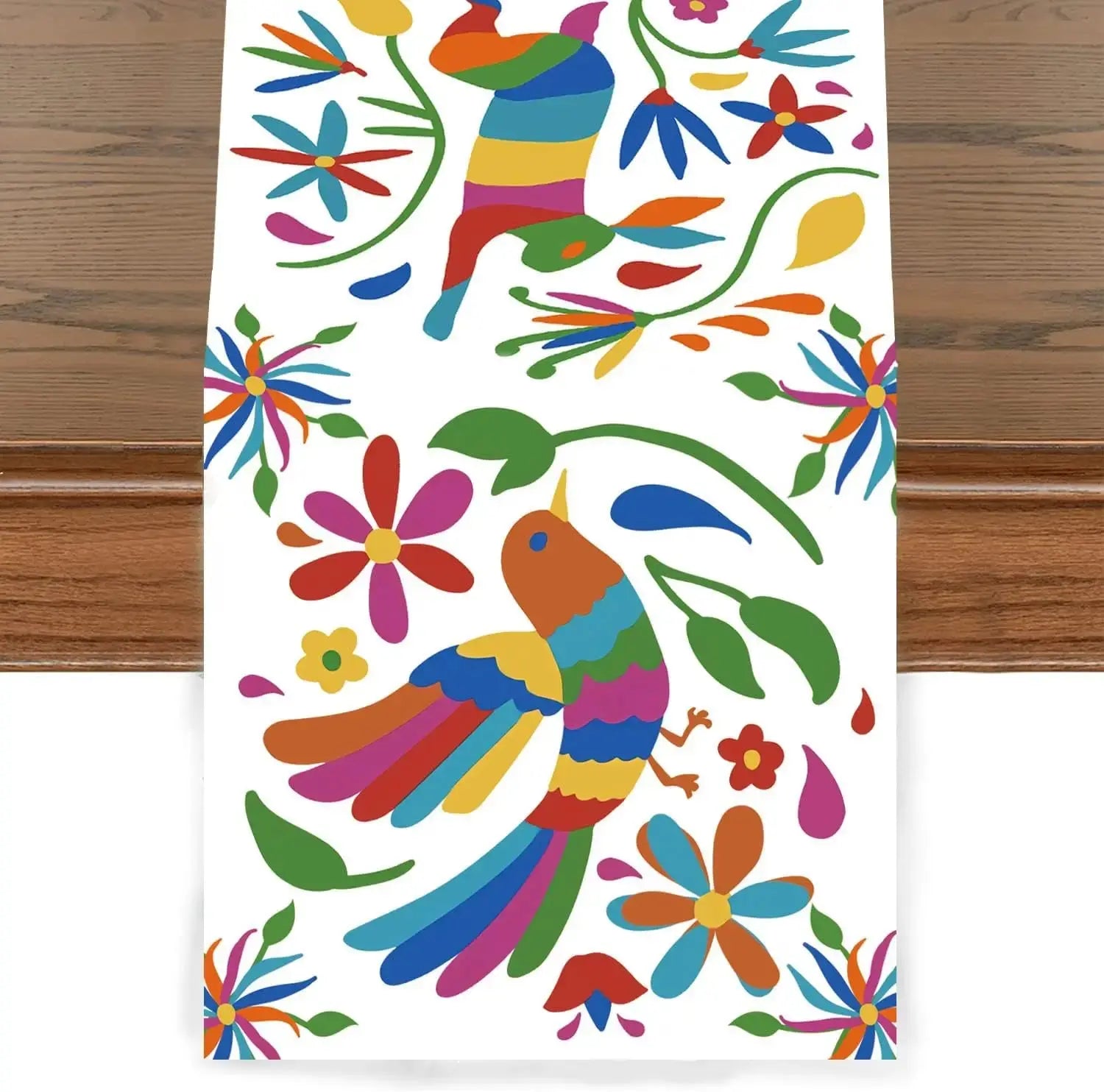Mexican Fiesta Birds Floral Linen Table Runner Party Decor Reusable Day of The Dead Table Runner Kitchen Dining Table Decor colegio culinario de morelia