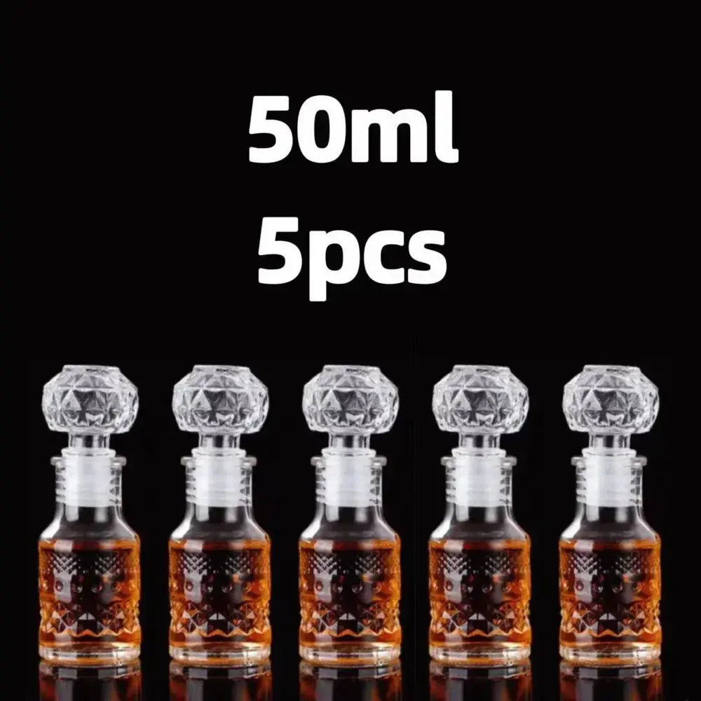 5 10 15 Pcs Whiskey Liquor Bottle 50ml Cute Glass Dispenser Mini Alcohol Guest Gift Wedding Decanter Wine Pot Shot Jars Bar Set colegio culinario de morelia