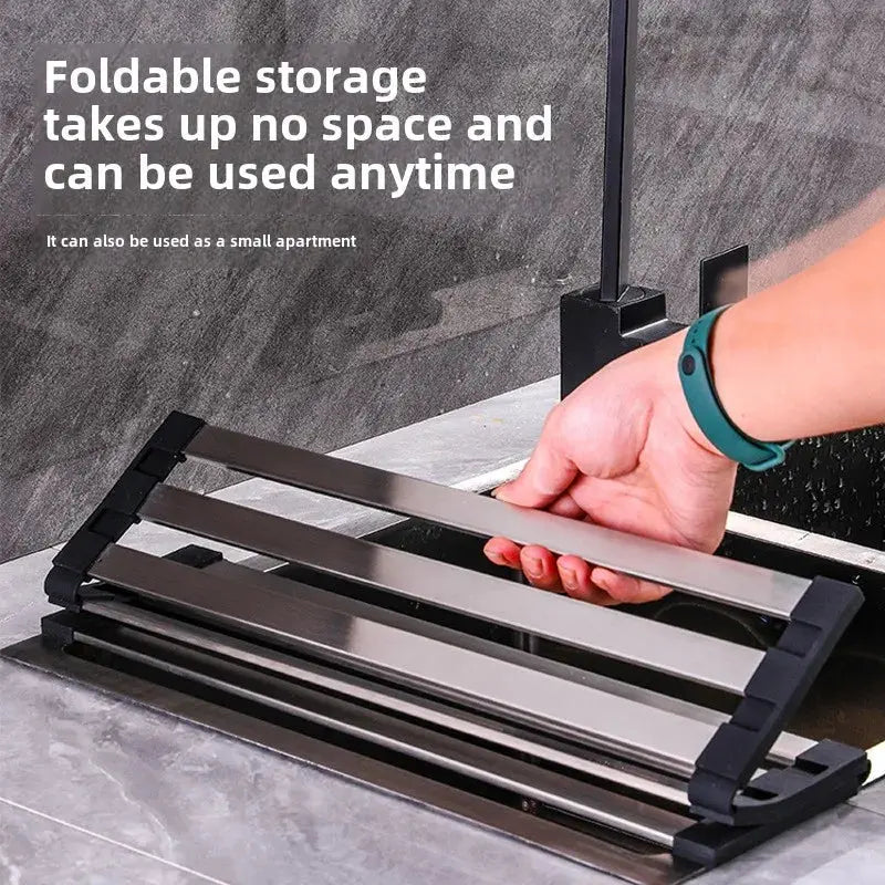 Kitchen sink drain rack 304 stainless steel collapsible dish filter roller curtain sink drain basket storage rack colegio culinario de morelia