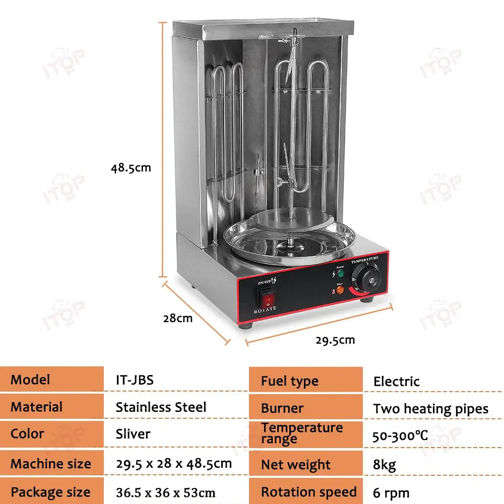 ITOP Electric Doner Kebab Grill Shawarma Machine Automatic Rotating BBQ Grill For Commercial Household Heating Pipe colegio culinario de morelia