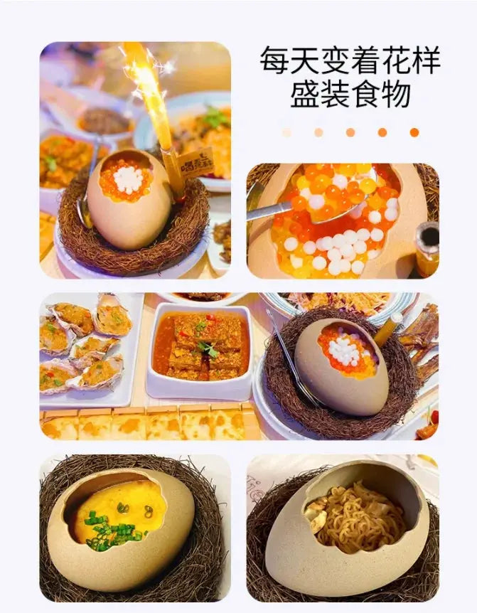 Creative Bird's Nest Decoration Dessert Bowl, Eggshell Bowl, Ceramic Tableware, Baking Pudding Bowl, Egg Steamer, Kitchenware colegio culinario de morelia