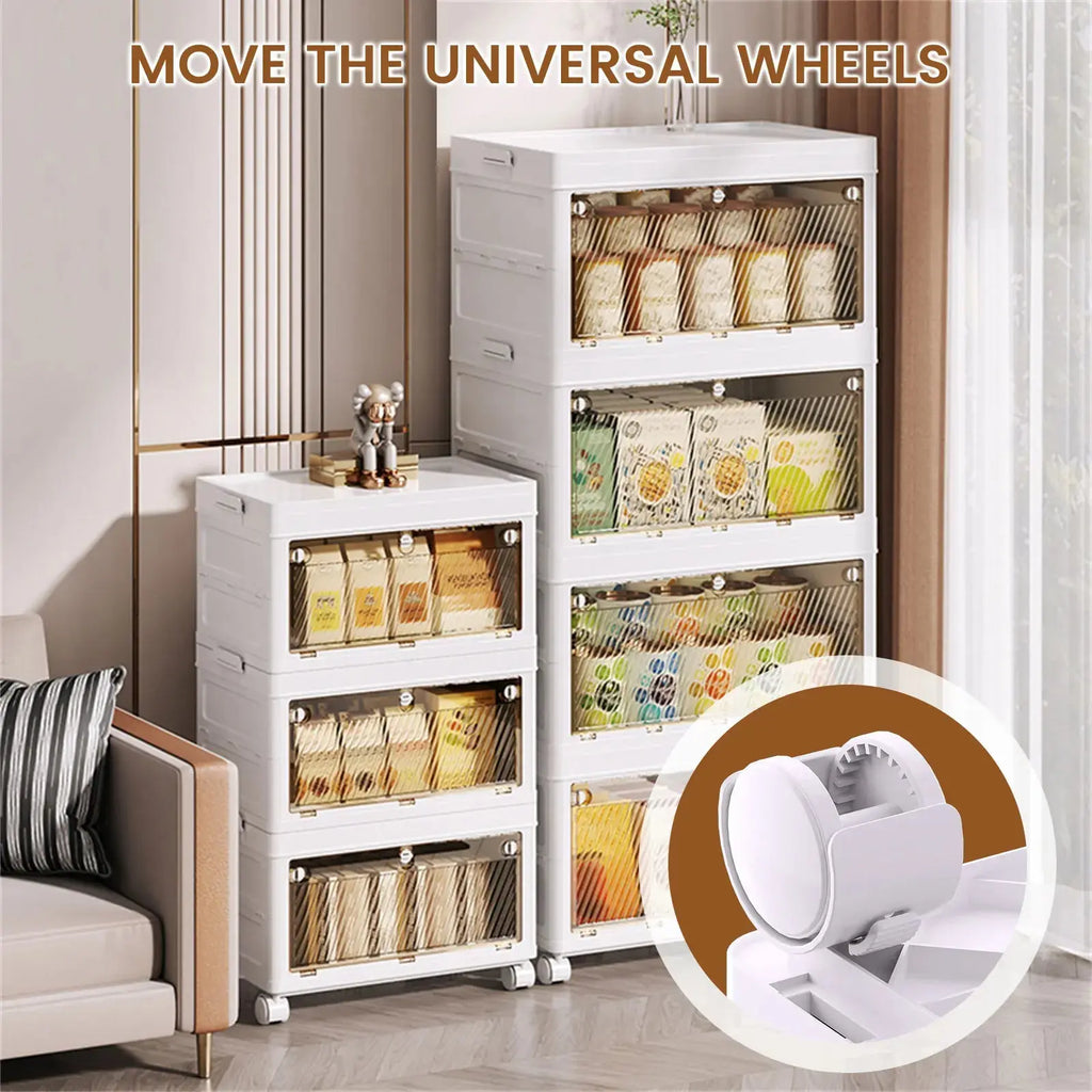 1/2/3/4/5 Layer Folding Storage Cabinet Storages Cabinet Waterproof Dustproof With Swivel Wheel Kitchen Bedroom Living Room colegio culinario de morelia