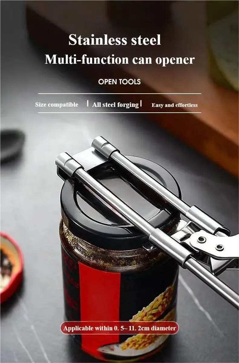 Can Opener Adjustable Stainless Steel Non-Slip Multifunction Manual Jar Bottle Bottle Lid Opener Gadget Home Gadgets Accessories colegio culinario de morelia