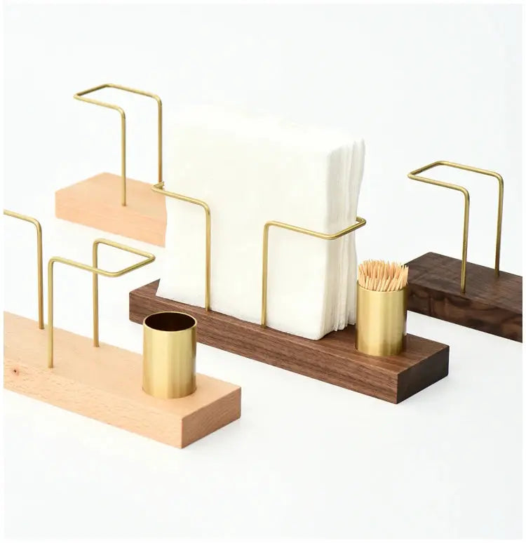 Desktop Organizer Tableware Supplies Wood Tissue Paper Holder Napkin Holder Brass Tissue Box StorageToothpick Box colegio culinario de morelia