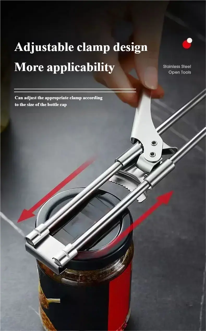 Can Opener Adjustable Stainless Steel Non-Slip Multifunction Manual Jar Bottle Bottle Lid Opener Gadget Home Gadgets Accessories colegio culinario de morelia