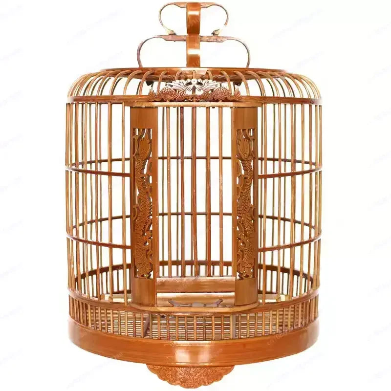 Bamboo cage with painted eyebrows for parrots, large size for household use, complete set of bamboo cages, old bamboo Chef's Market