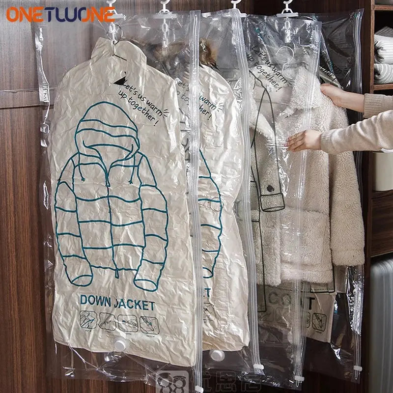 Hanging Vacuum Storage Bags Space Saver Bags Vacuum Seal Storage Bag for Suits Dress Coats Jackets Closet Organizer and Storage colegio culinario de morelia