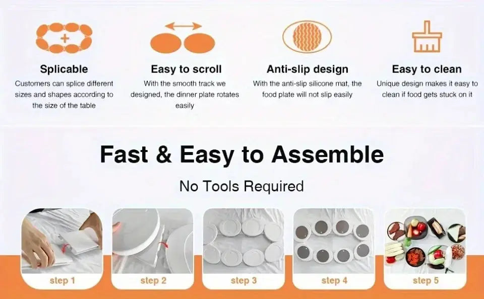 Dining Table Rotating Food Tray Foldable Space Saving Dish Outdoor Family Picnic Saucer Easy To Assemble and Clean Dining Tools colegio culinario de morelia