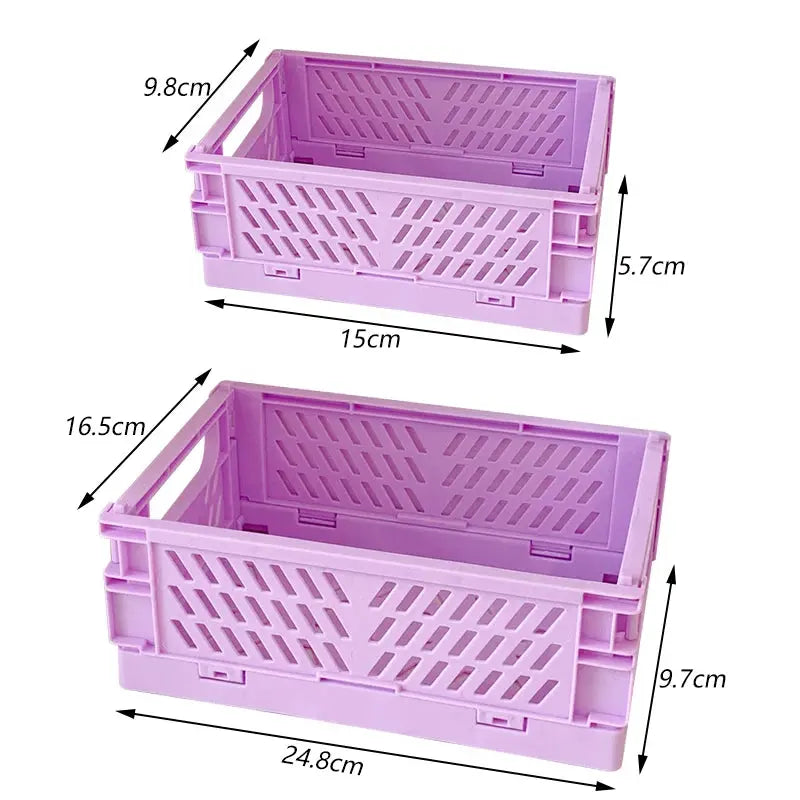 Collapsible Crate Plastic Folding Storage Box Basket Utility Cosmetic Container Desktop Holder Home Use School Desk Storage Box colegio culinario de morelia