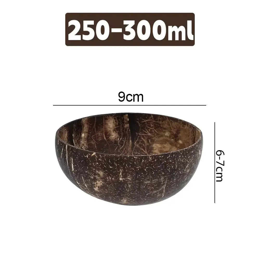 8/1PCS Natural Coconut Bowl Set Salad Coco Smoothie Mixing Rice Ramen Bowl with Wooden Spoon for Dessert Fruit Kitchen Tableware colegio culinario de morelia