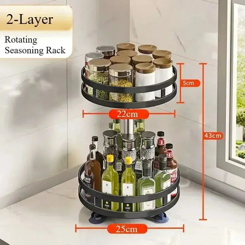 360° rotating spice rack organizer, non-slip carbon steel storage tray, suitable for seasoning and spice storage. colegio culinario de morelia