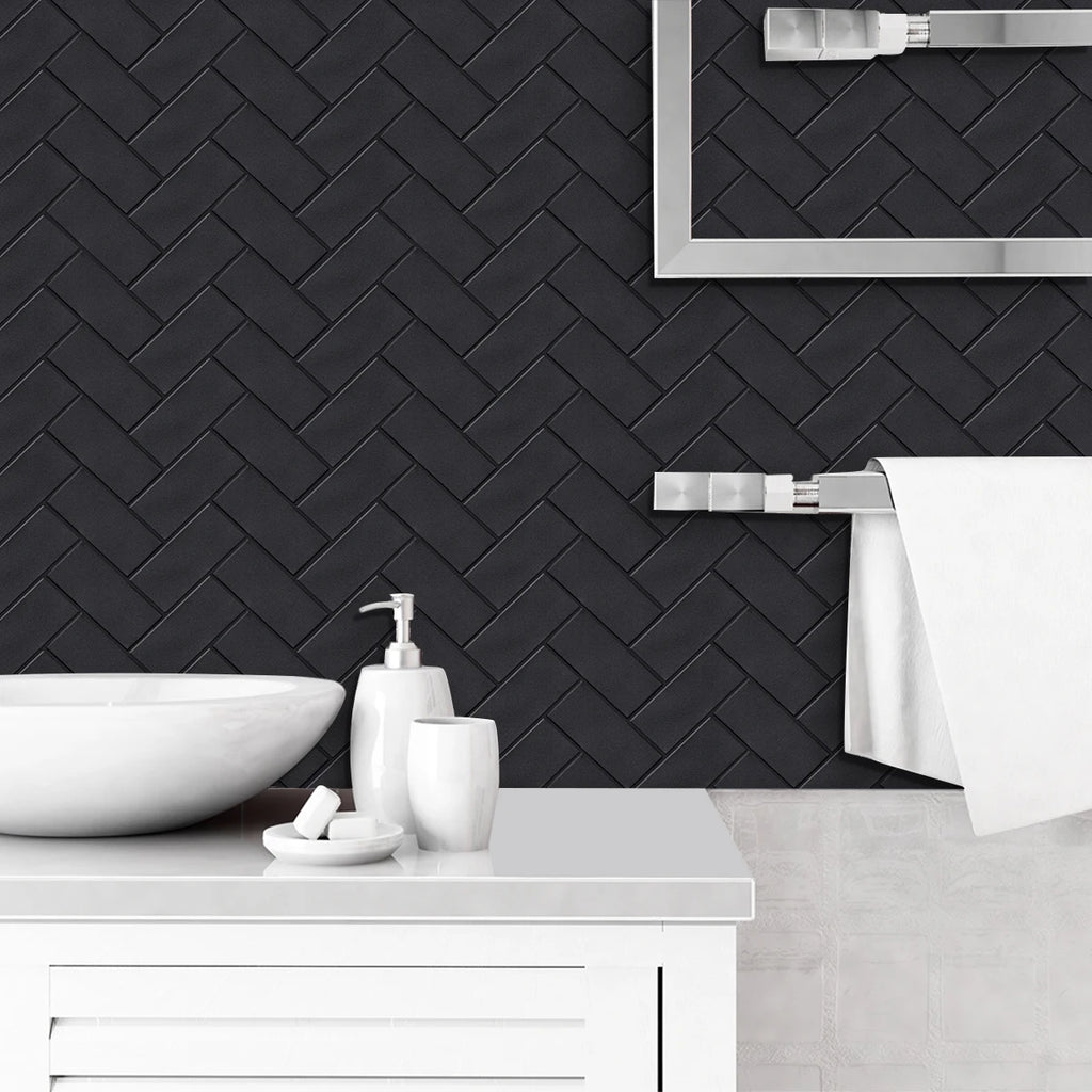 10 Pieces Peel and Stick Herringbone Wall Tiles DIY Kitchen Backsplash Big SIze Wall Sticker Waterproof Vinyl Wallpaper for Home Chef's Market