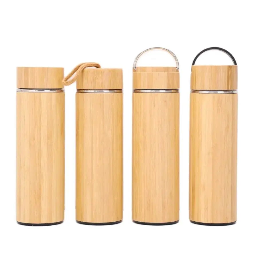 Bamboo Crafts Bamboo Tea Thermos Steel Double Wall Coffee Tea Bamboo Vacuum Flask 400-500ml Chef's Market