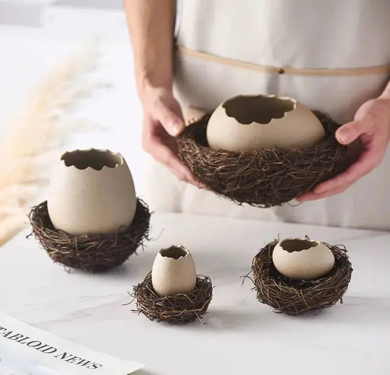 Creative Bird's Nest Decoration Dessert Bowl, Eggshell Bowl, Ceramic Tableware, Baking Pudding Bowl, Egg Steamer, Kitchenware colegio culinario de morelia