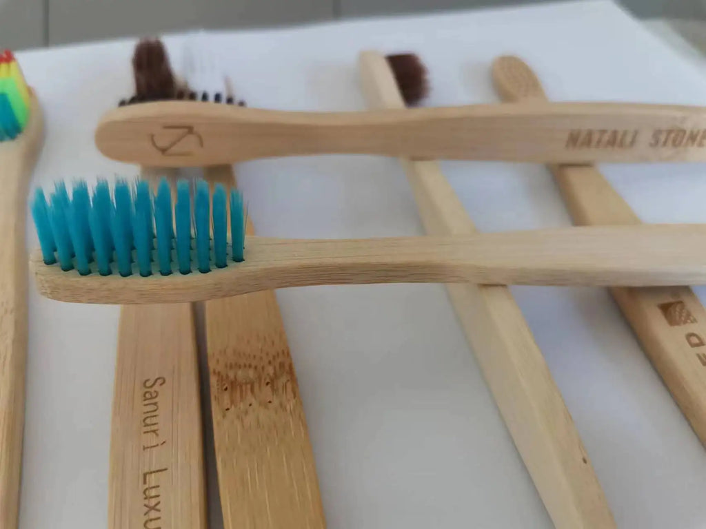 100 Pcs Biodegradable Eco-Friendly Natural Bamboo Charcoal Toothbrushes Soft Bristle Travel Wooden Manual Toothbrush Laser LOGO Chef's Market