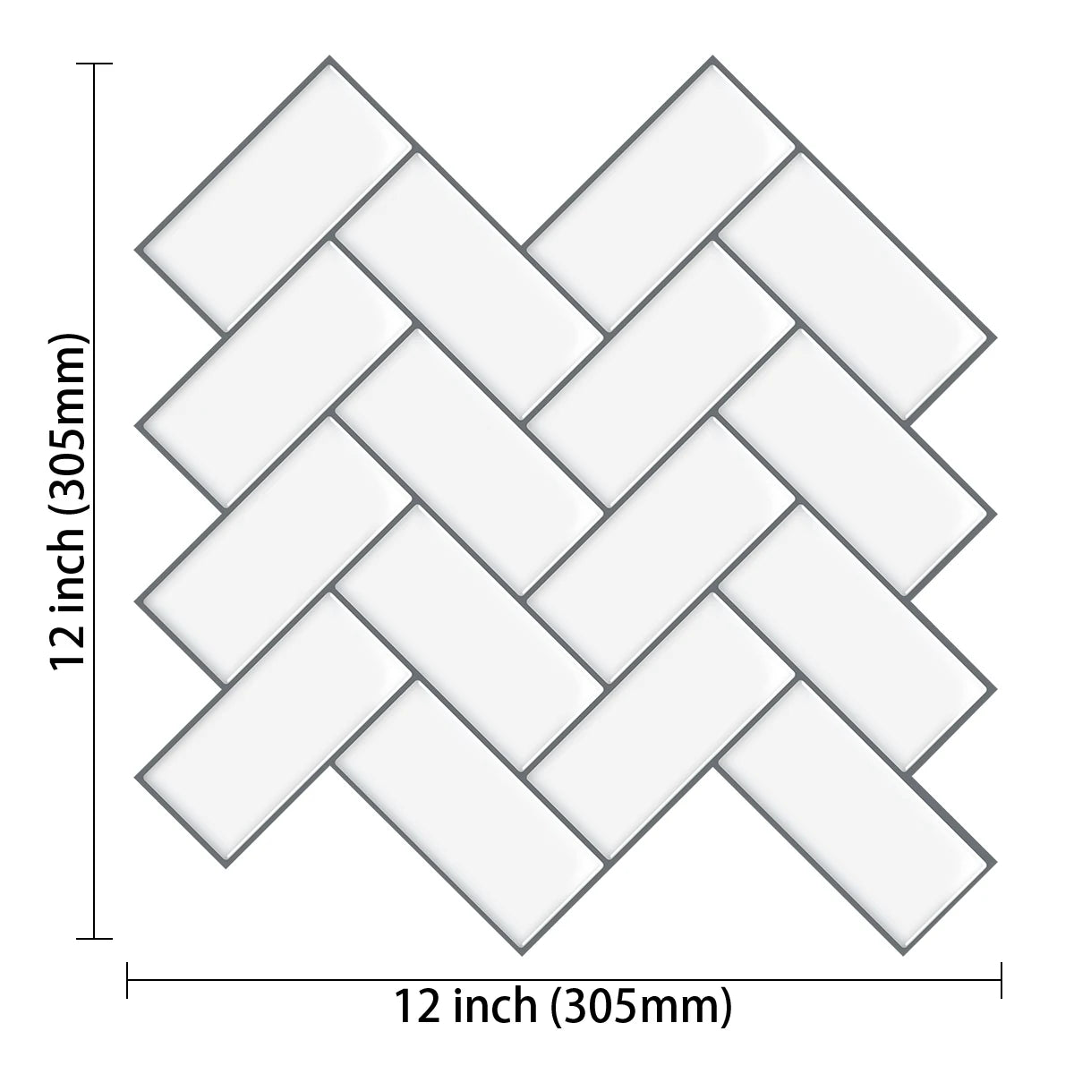 10 Pieces Peel and Stick Herringbone Wall Tiles DIY Kitchen Backsplash Big SIze Wall Sticker Waterproof Vinyl Wallpaper for Home Chef's Market