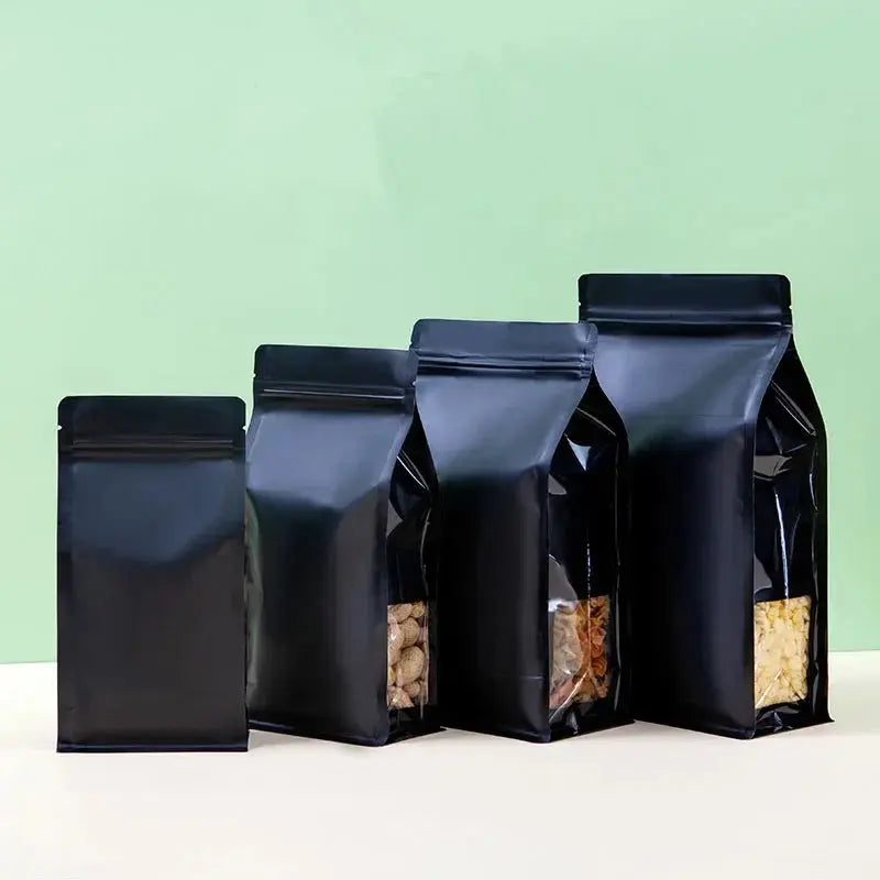 50pcs Thick Stand Up Tear Notch Aluminum Foil Window Side Reusable Ziplock Packaging Pouches Food Powder Snack Nuts colegio culinario de morelia