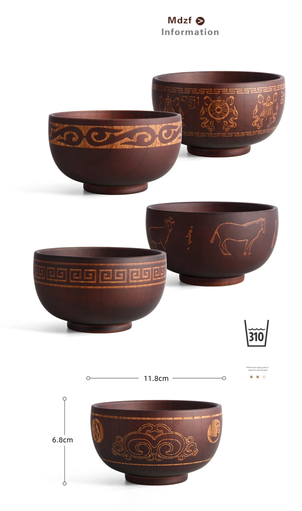 Wooden Bowl Japanese Style Wood Rice Soup Bowl Salad Bowl Food Container Large Small Bowl for Kids Tableware Wooden Utensils Chef's Market