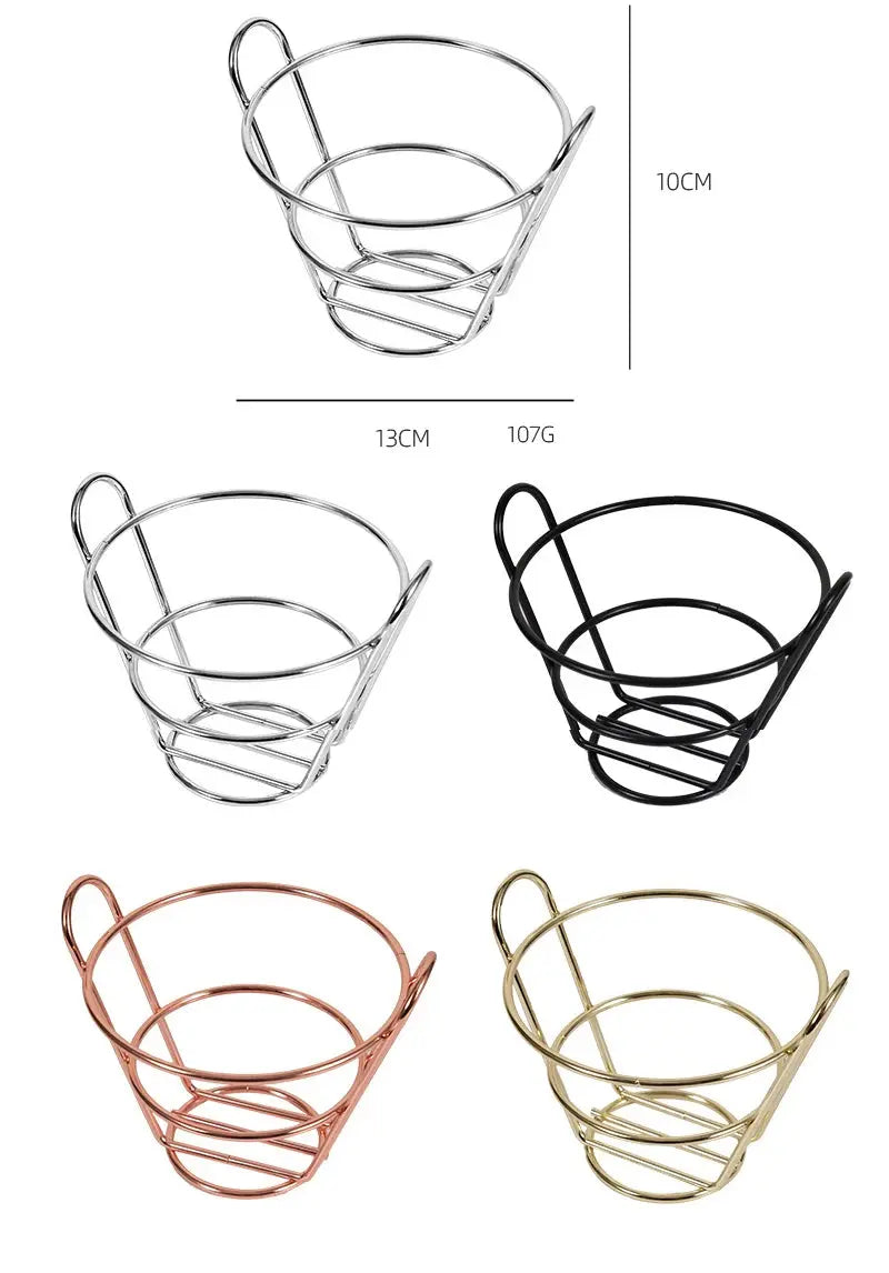 French Fries Stand Cone Basket Fry Holder with Dip Dishe Cone Snack Fried Chicken Display Rack Food Shelves Bowl Kitchen tools colegio culinario de morelia