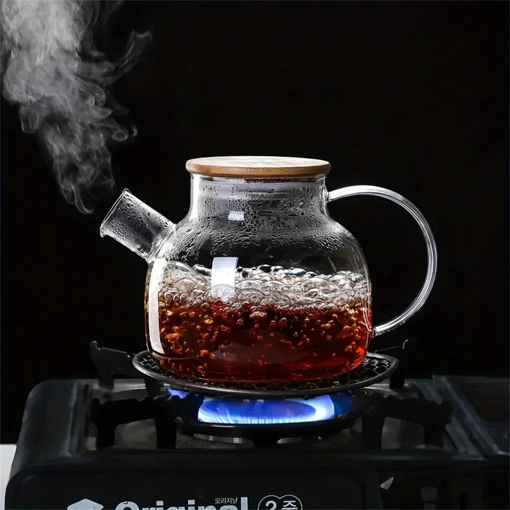 1L/1.8L Large Capacity Glass Teapot High Temperature Resistant Kettle for Steamed Juice Fruit & Iced Tea Home Kitchen Access colegio culinario de morelia