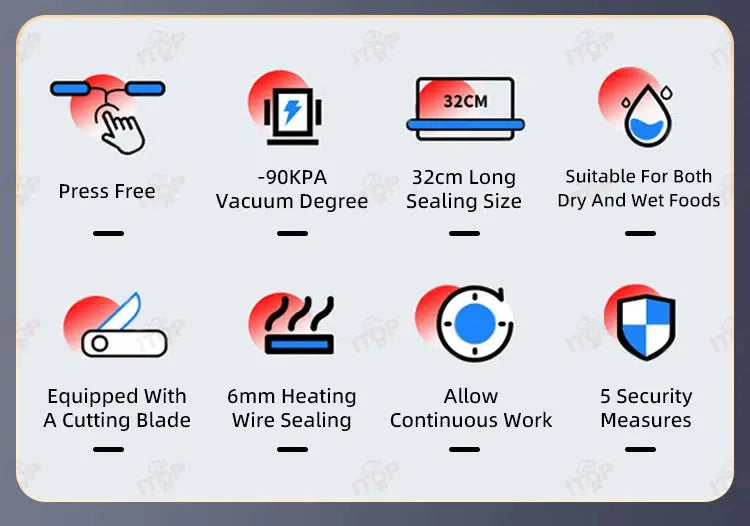 ITOP Vacuum Sealer -90Kpa 32cm Length Sealing Commercial Sealer Machine Dry Wet Food Packaging Machine colegio culinario de morelia